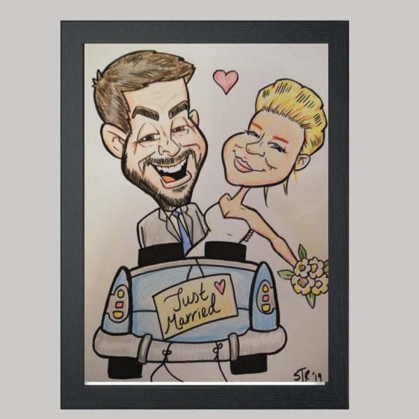 just married colour caricature