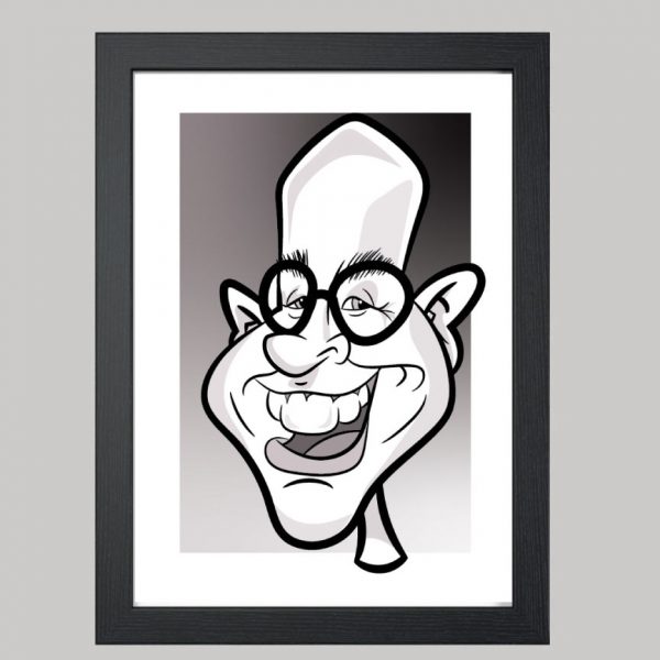 one person digital monochrome caricature