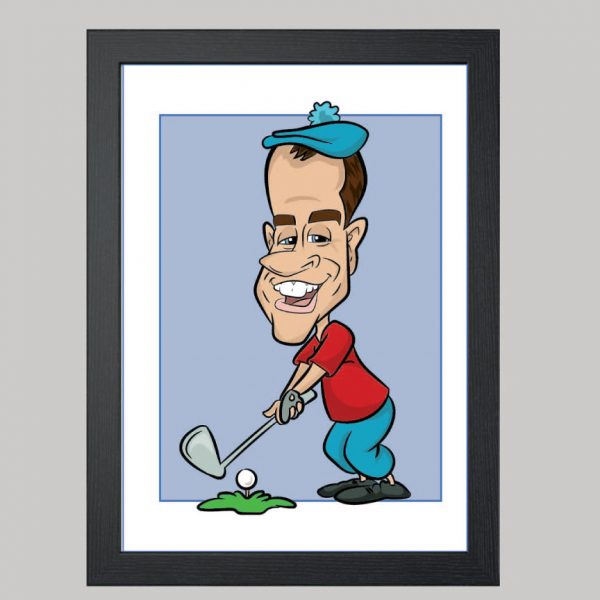 the golfer digital caricature
